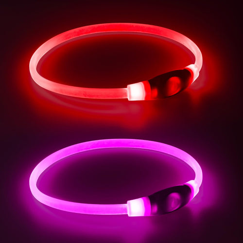 2 Packs Light Up Dog Collar USB Rechargeable LED Dog Collar Adjustable Glow in The Dark Collars for Dogs Waterproof Safety Dog Lights for Night Walking